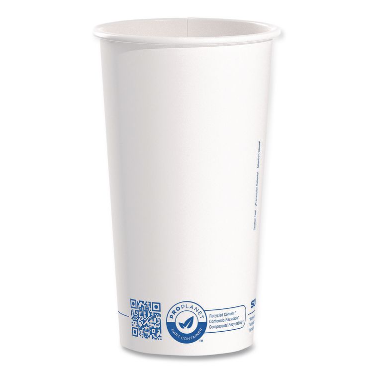 Recycled Content PCF Paper Hot Cups, ProPlanet Seal, 20 oz, White/Blue, 600/Carton
