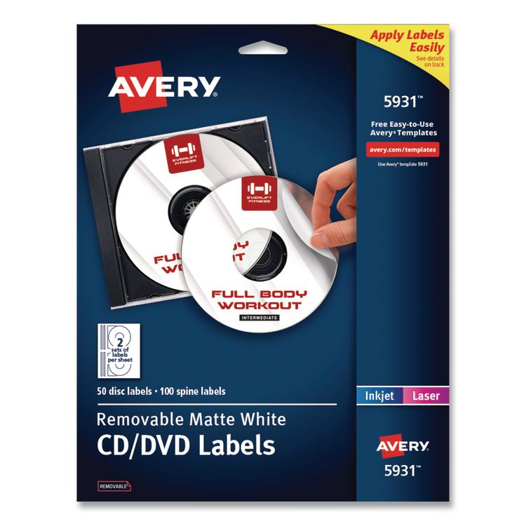 Laser Cd Labels, Matte White, 50/pack