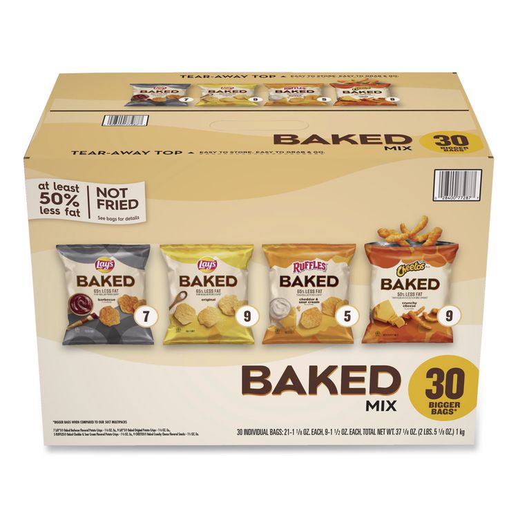 Baked Variety Pack, Baked Cheetos/Baked Lays BBQ/Baked Lays Original/Baked Ruffles Cheddar Sour Cream, 30 Bags/BX, 2 Boxes/CT