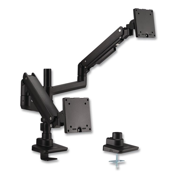 7110017256061, SKILCRAFT HD Full Articulating Gas-Spring Dual Arm w/Tray, For 49" Monitor/360 Rot/90 Tilt, BK, Supports 44 lb