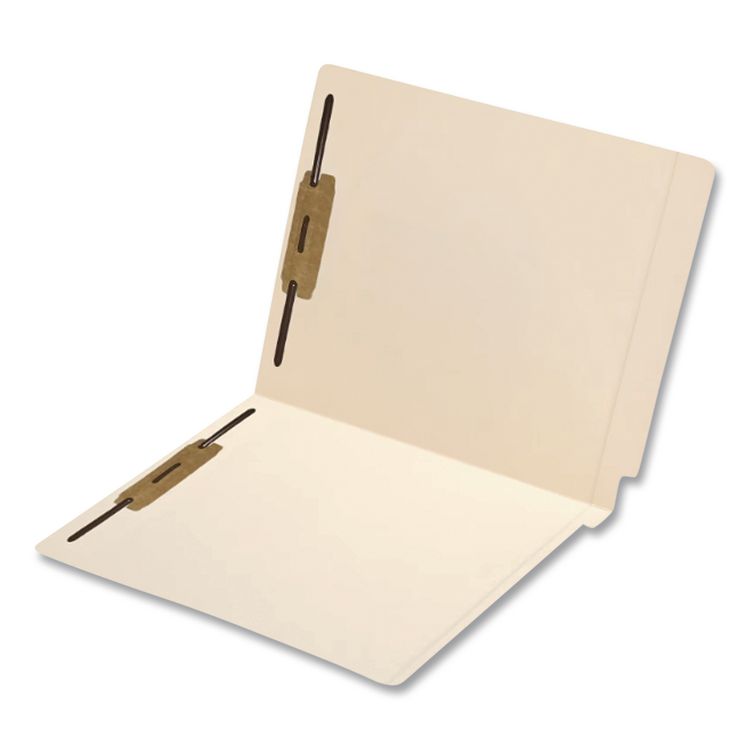 Heavy-Duty Poly-Reinforced End Tab Fastener Folders, Straight Tab, Expands 1", 2 Fasteners, Letter Size, Manila, 50/Box