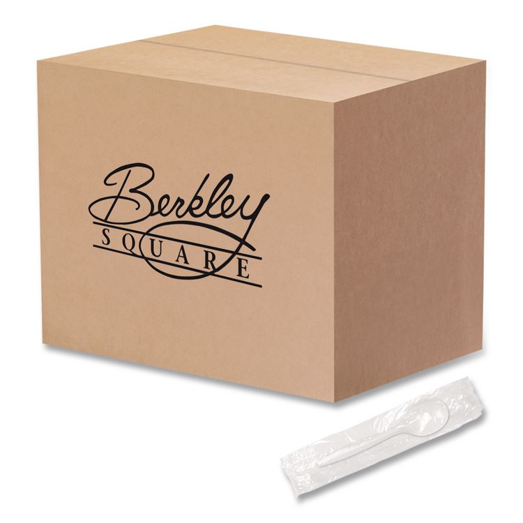 Individually Wrapped Mediumweight Cutlery, Soup Spoon, Plastic, White, 1,000/Carton