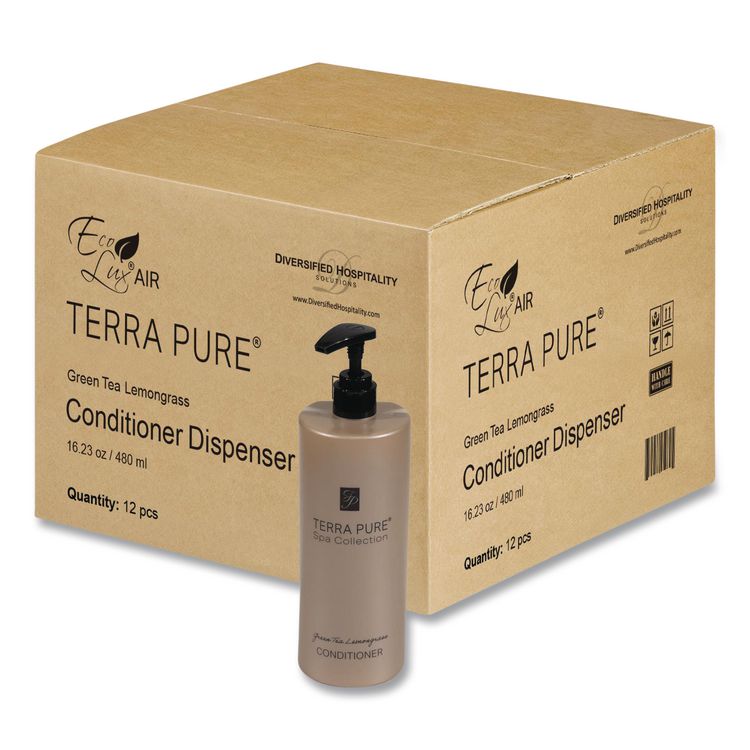 Terra Pure Conditioner Air Pump, Green Tea Lemongrass Scent, 16.23 oz Bottle, 12/Carton