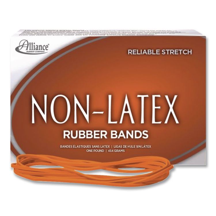 Non-Latex Rubber Bands, Size 64, 0.04" Gauge, Orange, 1 Lb Box, 380/box