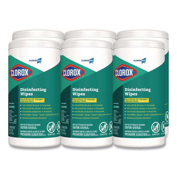Disinfecting Wipes, 1-Ply, Fresh Scent, 7 x 8, White, 75/Canister, 6 Canisters/Carton