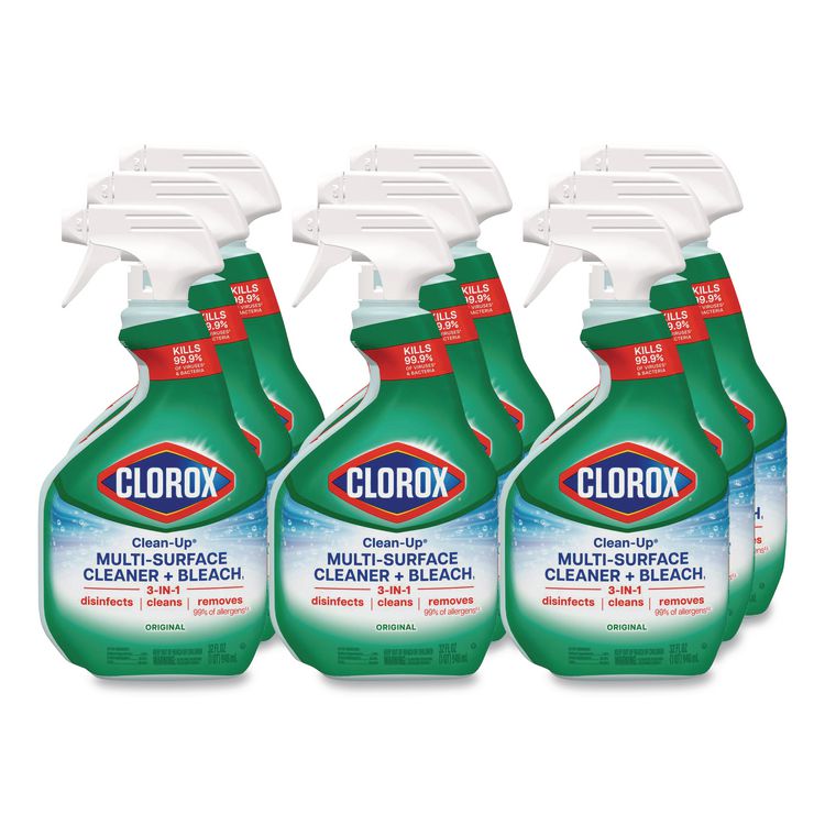 Clean-Up Multi-Surface Cleaner with Bleach, Original, 32 oz Spray Bottle, 9/Carton