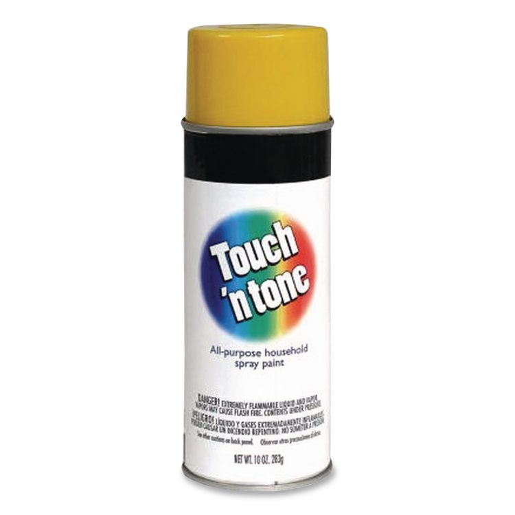 Touch'n Tone Spray Paint, Gloss Yellow, 10 oz Aerosol Can, 6/Carton