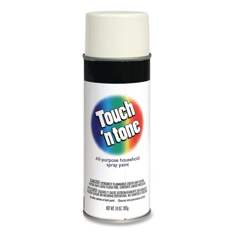 Touch'n Tone Spray Paint, Gloss White, 10 oz Aerosol Can, 6/Carton