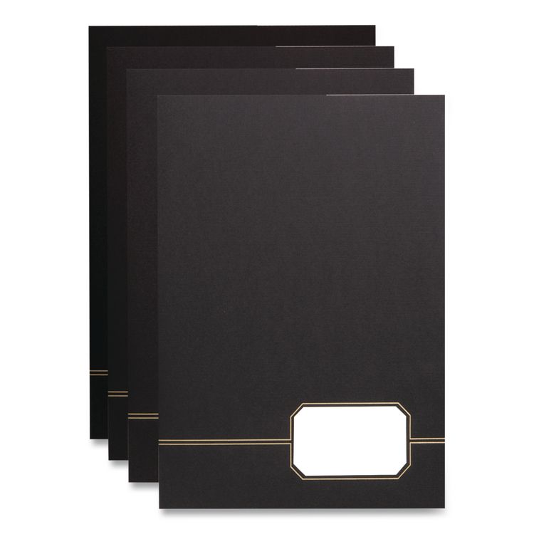 Monogram Executive Twin Pocket Folders, Accommodates (80) 11 x 8.5 Sheets, Black/Gold, 4/Pack