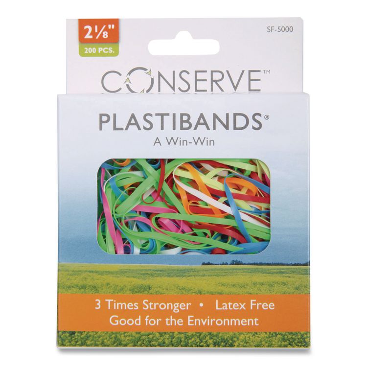 PlastiBands, 2.13" Long, Assorted Colors, 200/Box