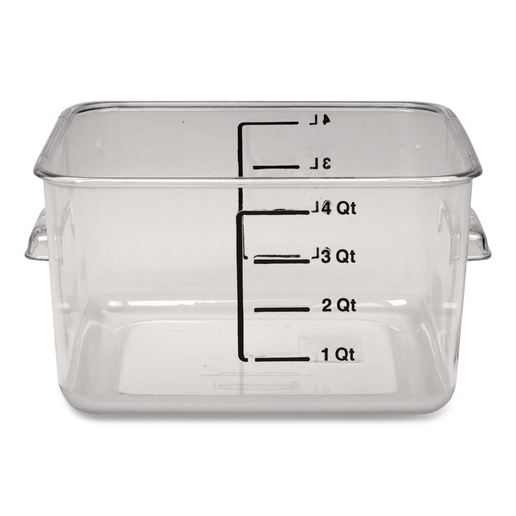 SpaceSaver Square Containers, 4 qt, 8.8 x 8.75 x 4.75, Clear, Plastic