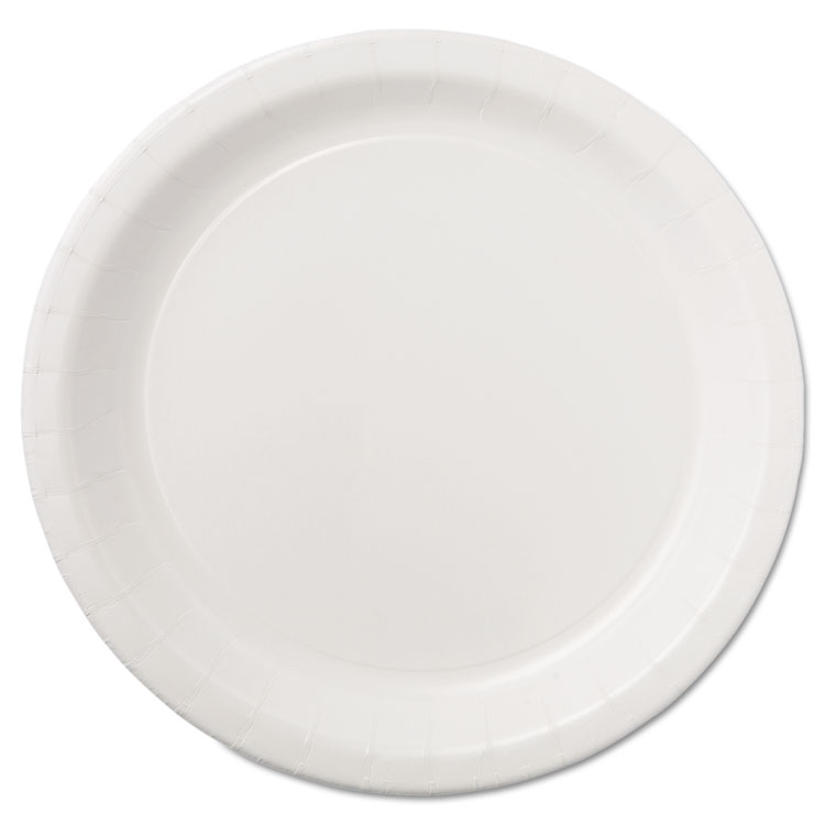 Picture of Coated Paper Dinnerware, Plate, 9", White, 50/pack, 10 Packs/carton