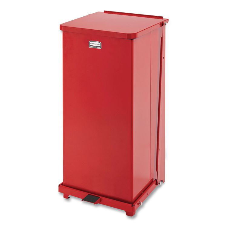 Defenders Heavy-Duty Steel Step Can, 13 gal, Steel, Red