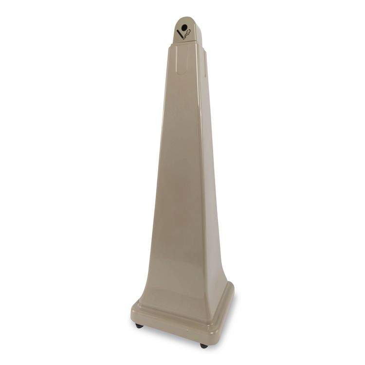 GroundsKeeper Cigarette Waste Collector, Pyramid, 1 gal, 12.25 x 39.75, Beige