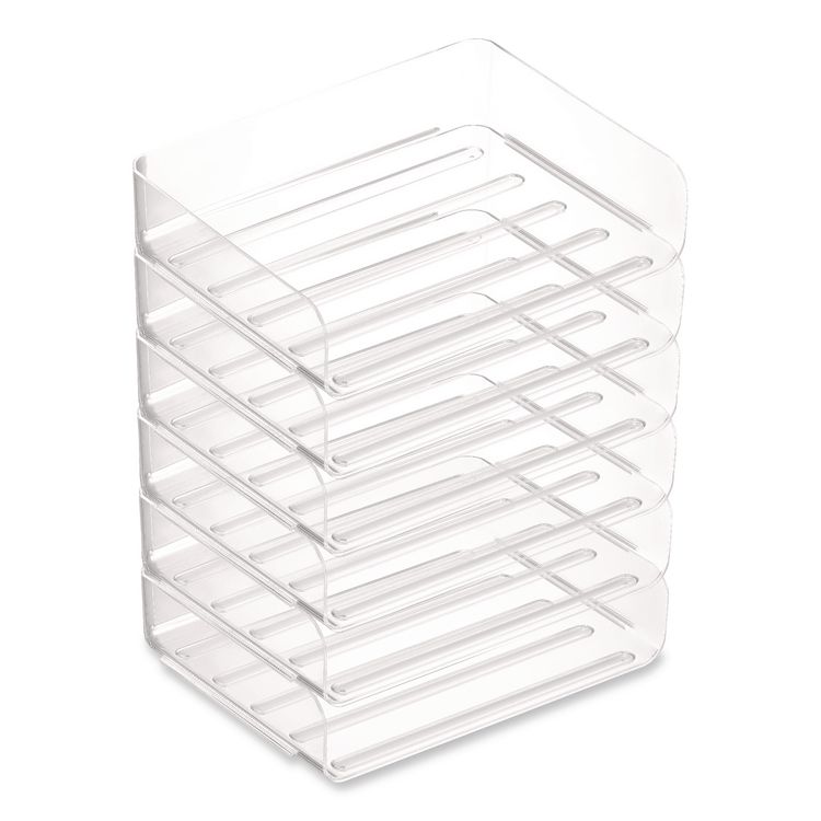 Clear Side Load Stackable Plastic Letter Tray, Letter Size, 9.72 x 12.63 x 3.01, 6/Pack