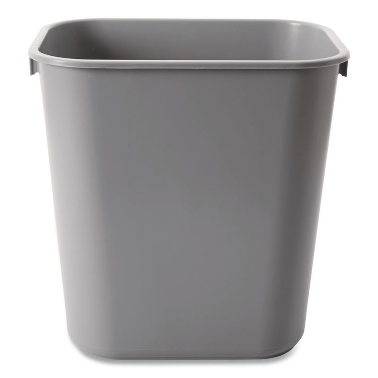Deskside Plastic Wastebasket, 3.5 gal, Plastic, Gray