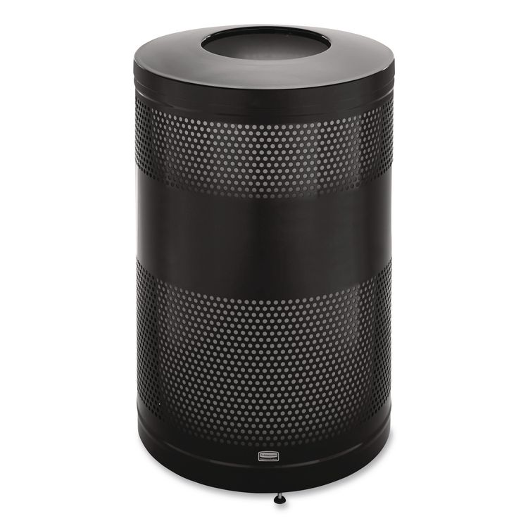 Classics Perforated Open Top Receptacle, 51 gal, Steel, Black