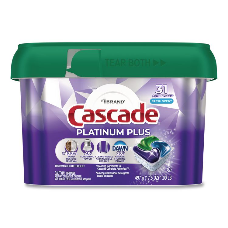 Platinum Plus ActionPacs Dishwasher Detergent Pods, Fresh Scent, 20.7 oz Tub, 31/Pack