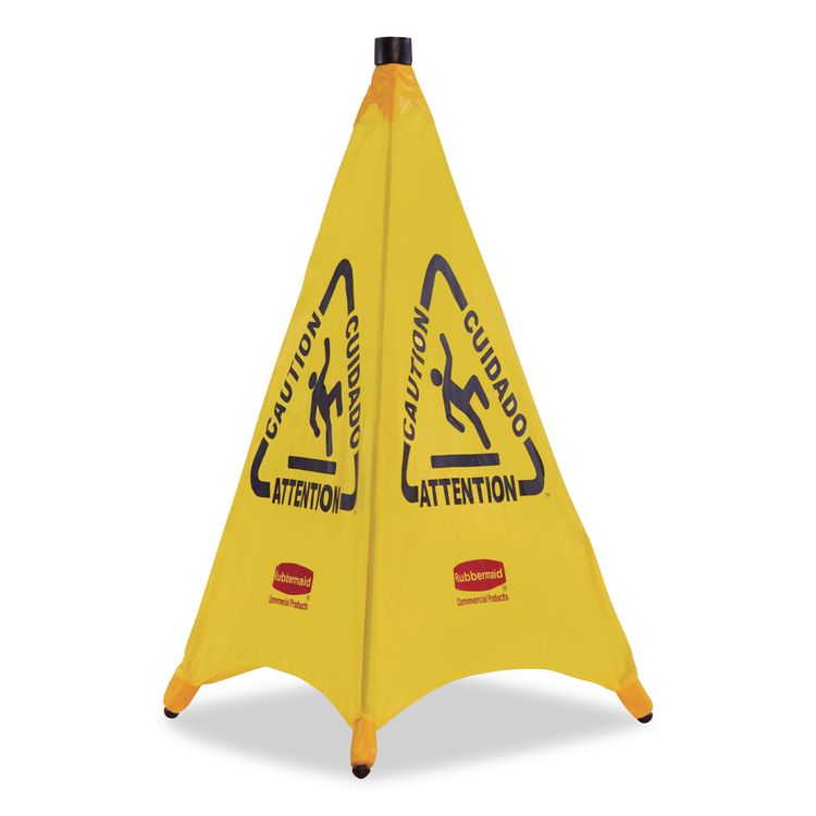 Multilingual Pop-Up Wet Floor Safety Cone, 21 X 21 X 30, Yellow