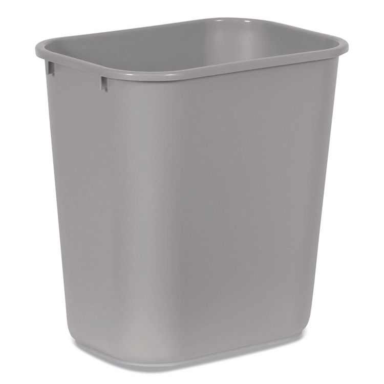 Deskside Plastic Wastebasket, 7 gal, Plastic, Gray