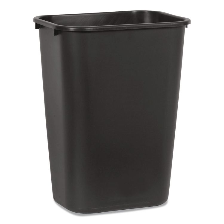 Deskside Plastic Wastebasket, 10.25 gal, Plastic, Black