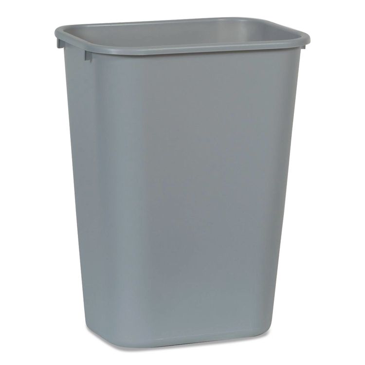 Deskside Plastic Wastebasket, 10.25 gal, Plastic, Gray