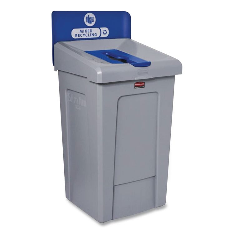 Slim Jim Recycling Station 1-Stream, Mixed Recycling Station, 33 gal, Resin, Gray