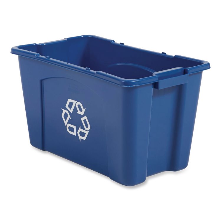 Stacking Recycle Bin, 18 gal, Polyethylene, Blue