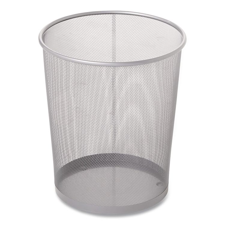 Steel Mesh Wastebasket, 5 gal, Steel Mesh,  Silver