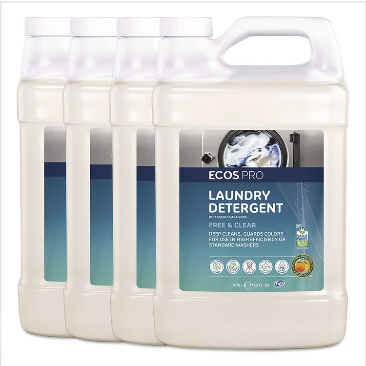 Free and Clear Laundry Detergent, HE Compatible,128 oz Bottle, 4/Carton