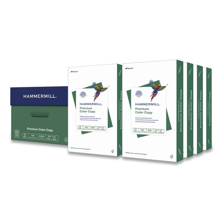 Premium Color Copy Print Paper, 100 Bright, 28 lb Bond Weight, 8.5 x 14, Photo White, 500 Sheets/Ream, 8 Reams/Carton