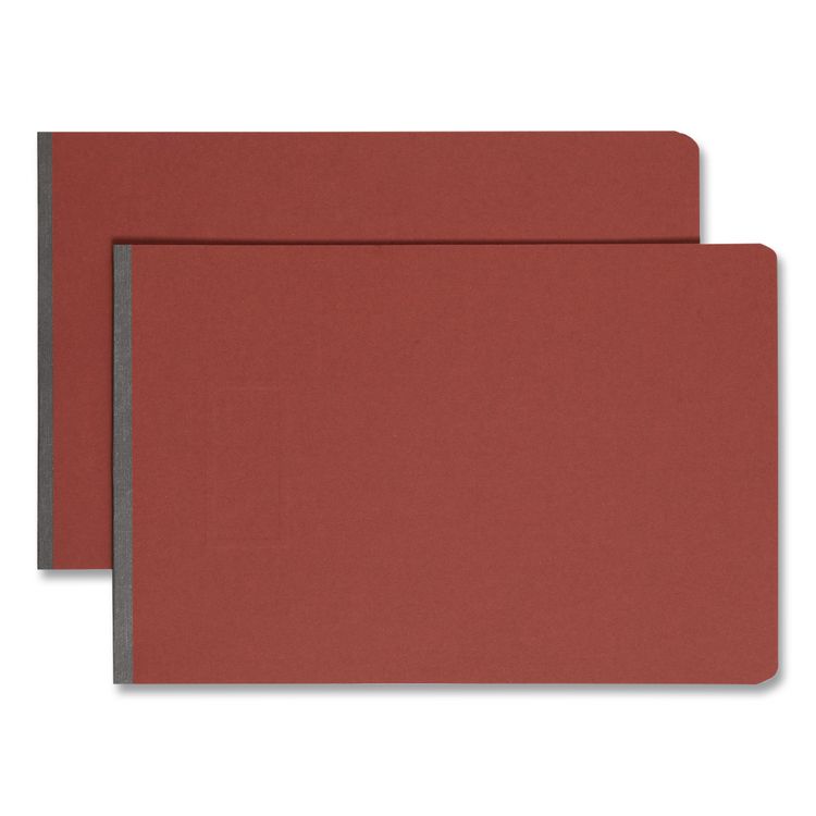 Prong Fastener Premium Pressboard Report Cover, Two-Piece Prong Fastener, 3" Capacity, 11 x 17, Red/Red, 10/Box