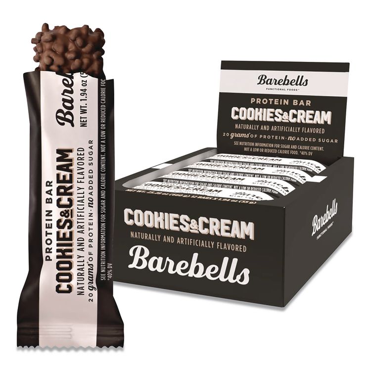 Cookies and Cream Protein Bars, 1.9 oz Individually Wrapped, 12/Box