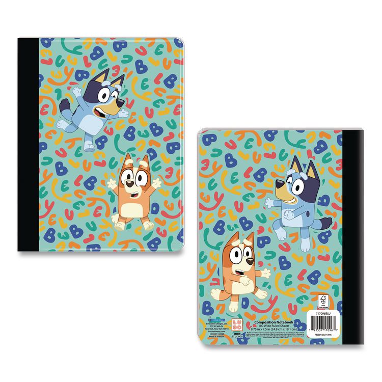 Licensed Composition Book, Bluey and Bingo, Wide/Legal Rule, Multicolor Cover, (100) 9.75 x 7.5 Sheets
