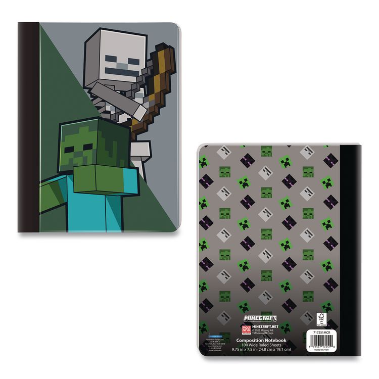 Licensed Composition Book, Minecraft, Wide/Legal Rule, Multicolor Cover, (100) 9.75 x 7.5 Sheets