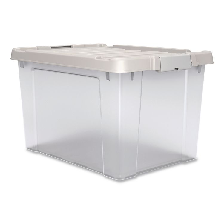 Latching Lid Storage Bin, 20 qt, 11.62 x 18.12 x 10.37, Clear