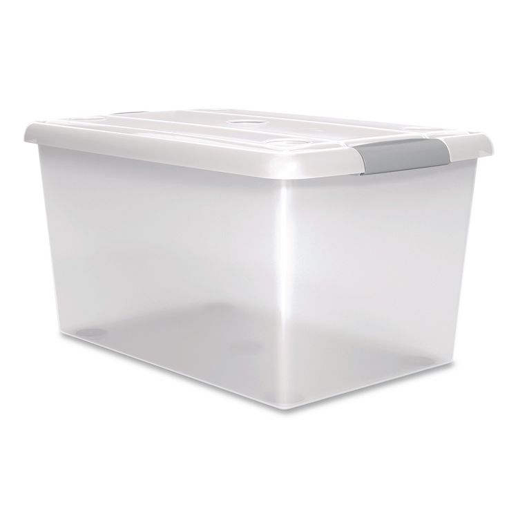 Store and Slide Latching Lid Storage Bin, 61 qt, 15.55 x 23.42 x 12.99, Clear