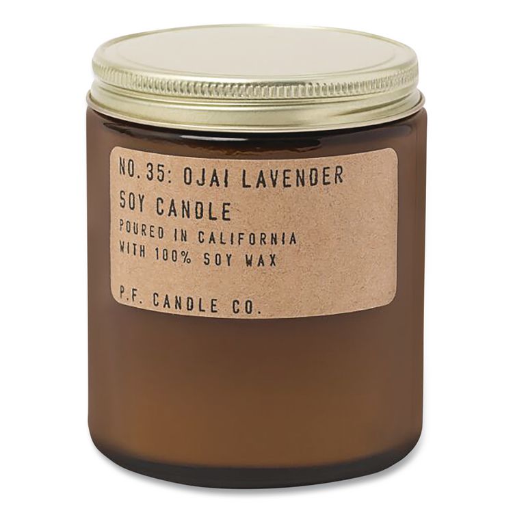 Ojai Lavender Soy Candle, 40 to 50 Hours Burn Time, 2.9 d x 3.5 h, 7.2 oz, Amber