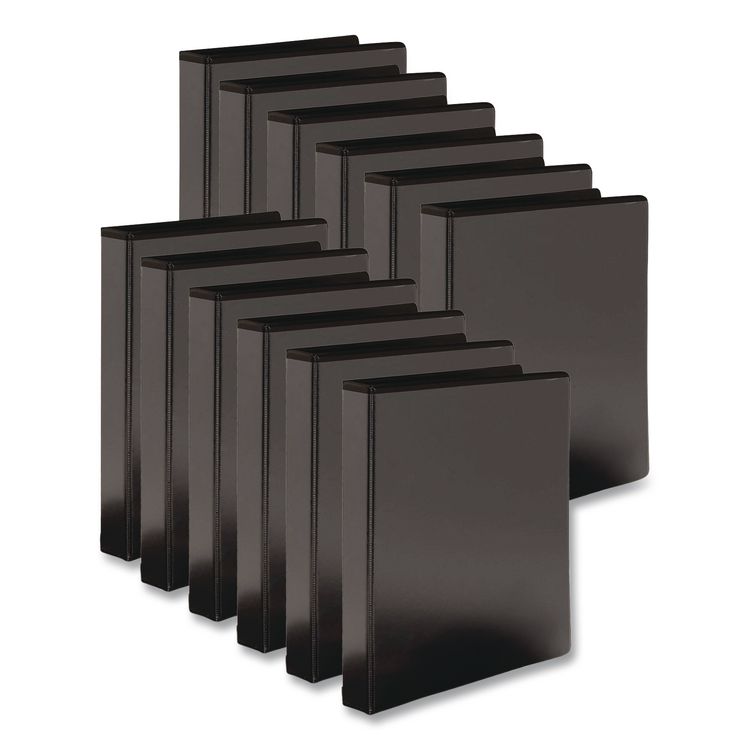 Round Ring View Binder, 3 Rings, 0.5" Capacity, Black, 12/Carton