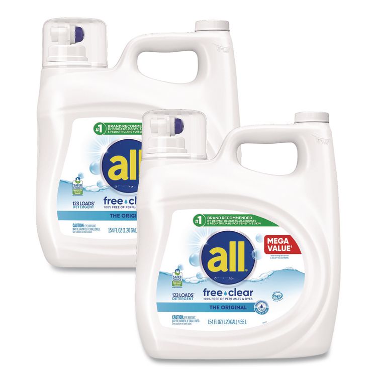 Free Clear HE Laundry Detergent, 154 oz Bottle, 2/Carton