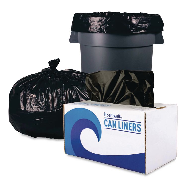 Reprocessed Resin Can Liners, 60 gal, 1.2 mil, 38 x 58, Black, 50 Bags/Carton