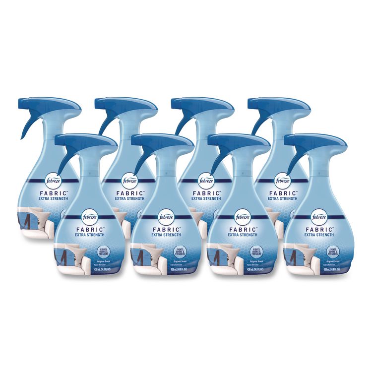 FABRIC Refresher/Odor Eliminator, Extra Strength, Original, 14.8 oz Spray Bottle, 8/Carton