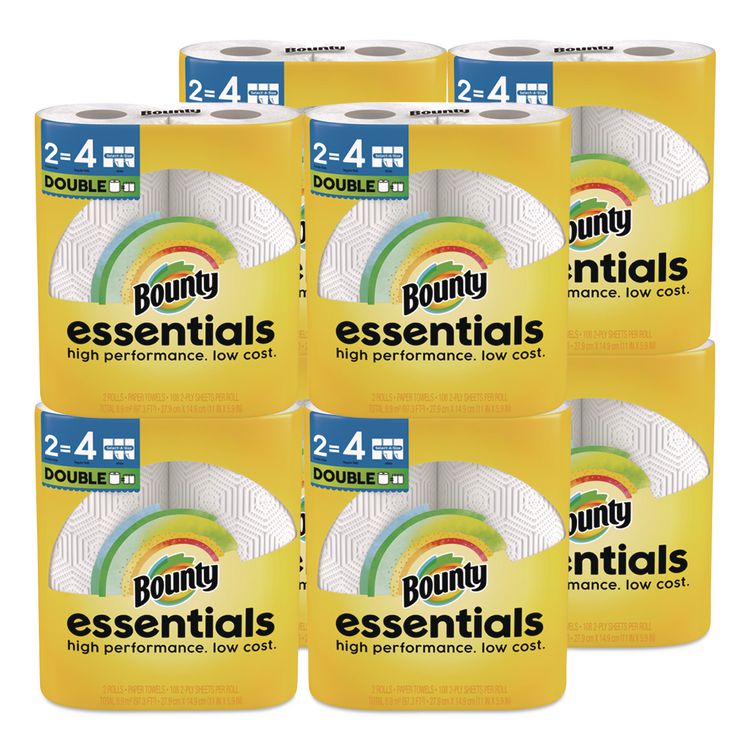Essentials Select-A-Size Kitchen Roll Paper Towels, 2-Ply, White, 108 Sheets/Roll, 2/Pack, 8 Packs/Carton