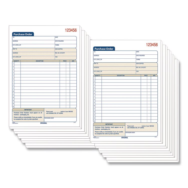 Multipart Purchase Order Pad, Three-Part Carbonless, 8.44 x 5.56, 50 Sets/Pad,10 Pads/Pack