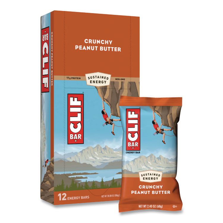 Energy Bar, Crunchy Peanut Butter, 2.4 oz Bar, 12/Box