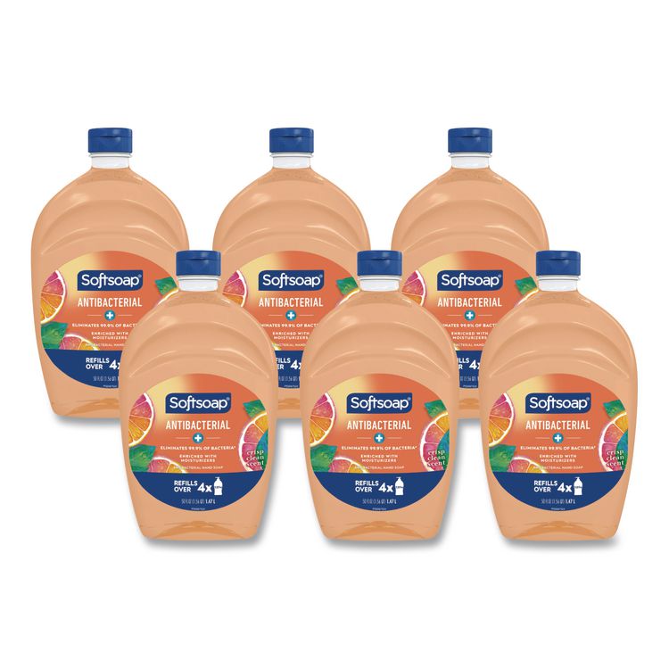 Antibacterial Liquid Hand Soap Refill, Fresh Scent, 50 oz, Orange, 6/Carton