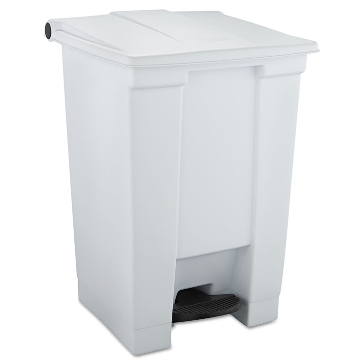 Picture of Indoor Utility Step-On Waste Container, Square, Plastic, 12gal, White