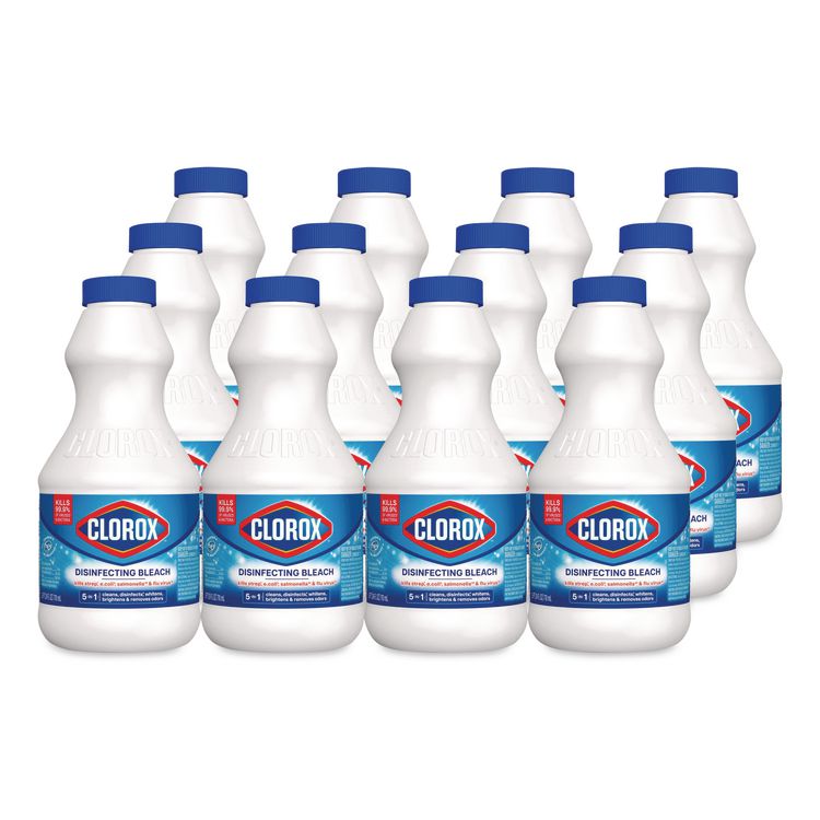 Concentrated Regular Disinfecting Bleach, Unscented, 24 oz Bottle, 12/Carton