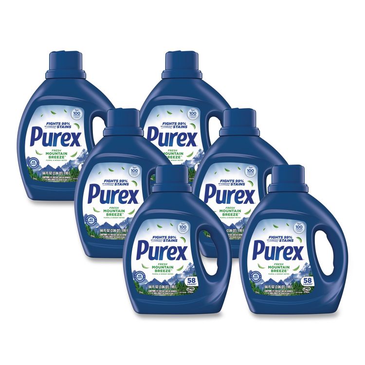 Mountain Breeze Liquid Laundry Detergent, 58 Loads, 66 oz Bottle, 6/Carton