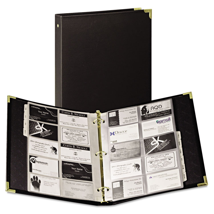 Picture of Classic Vinyl Business Card Binder, 200 Card Cap, 2 x 3 1/2 Cards, Ebony